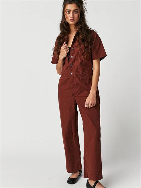 Free People Levi S Short Sleeve Boilersuit In Red Lyst