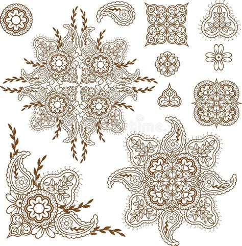 Diseño Del Doodle De La Flor De Mehndi Paisley De La Alheña Ilustración