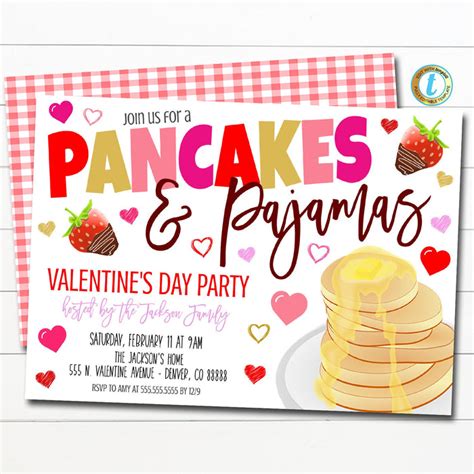 Valentine Pancakes And Pajamas Invite Tidylady Printables