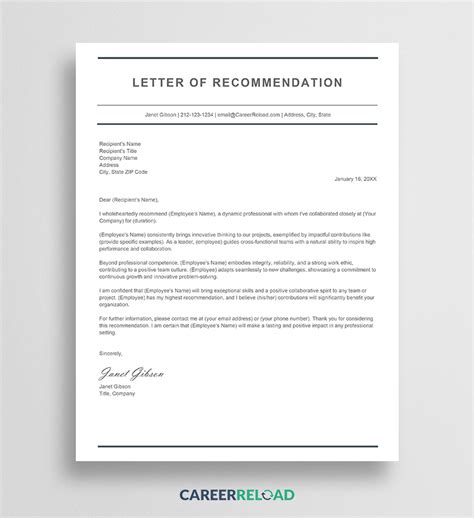 Recommendation Letter Examples & Templates