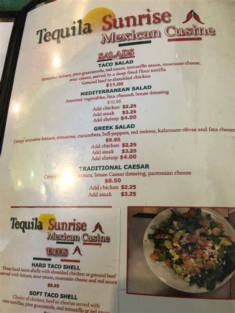 Menu At Tequila Sunrise Restaurant Milford