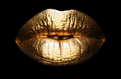 Premium Photo Gold Sexy Female Lips Beautiful Lips Beauty Golden