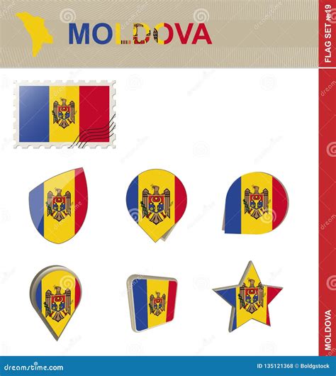 Sistema De La Bandera Del Moldavia Sistema De La Bandera