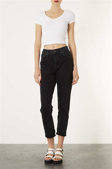 Topshop Moto Black Mom Jeans Lyst