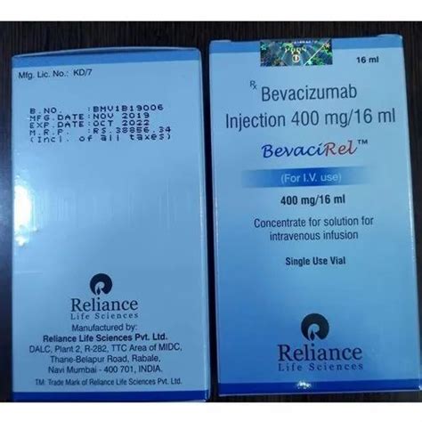 Bevacirel 400 Mg 16Ml Bevacizumab Injection Reliance Life Science At