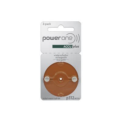 Power One ACCU Plus Rechargeable Batteries, size 312 (2 / card)