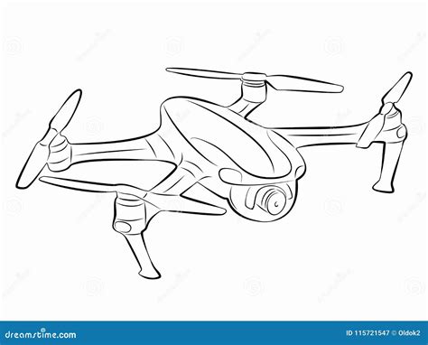 Illustration Of A Drone Flying Vector Draw Stock Vector Illustration