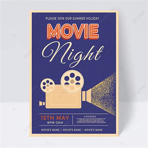 Blue Retro Style Projector Movie Event Flyer Template Download On Pngtree