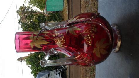 Antique Red Ruby Glass Vase With Hand Painted Gold Flowers Collectors Weekly