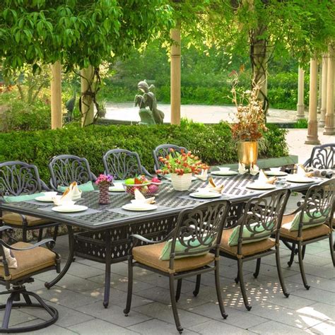 Darlee Elisabeth 10-Person Cast Aluminum Patio Dining Set - Modern ...