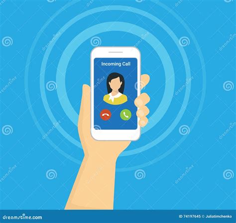 Llamada Entrante En La Pantalla Del Smartphone Ejemplo Plano Del Vector