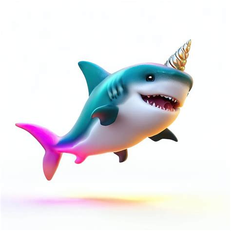 Premium AI Image | A shark with a unicorn horn on its head