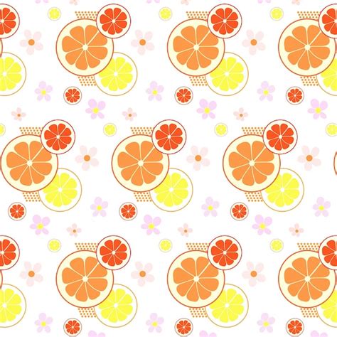 Premium Vector Seamless Pattern With Orange Fruits And Flowers On