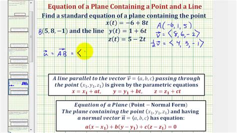 Ex Find The Equation Of The Plane Containing A Given Line And A Point