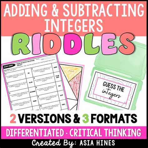 Adding And Subtracting Integers Task Cards Enrichment Critical Thinking Color By Number