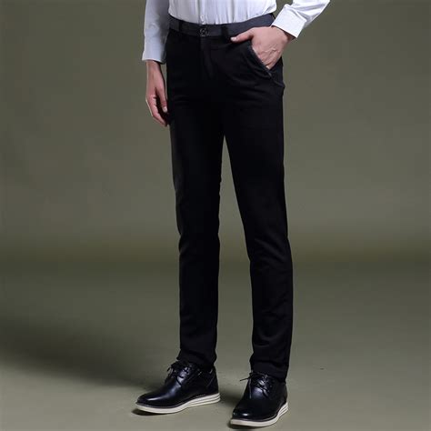 Mens Black Jurk Broek Formele Broek Slim Fit Weddi Grandado