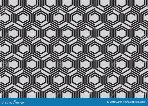 Abstract Hexagon Geometric Pattern With Lines Vector Background Black