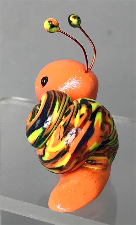 Snail Polymer Clay Figurine Sculpted Clay Snail Figure Etsy