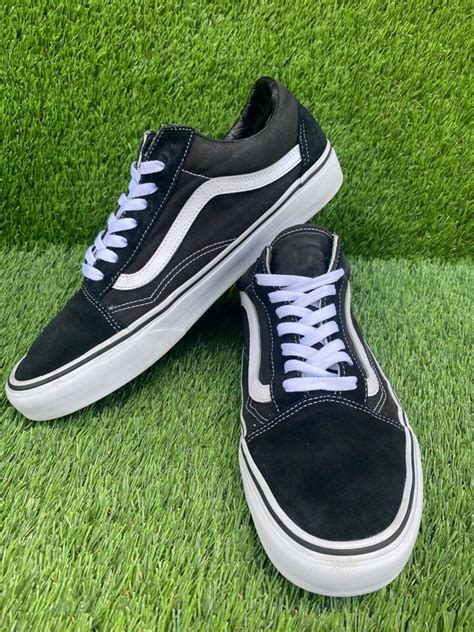 Vans Old Skool Black White Canvas Suede Mens 12 Skateboarding Shoes