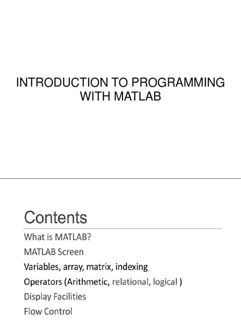 Introduction To Matlab Pdf Matlab Function Mathematics