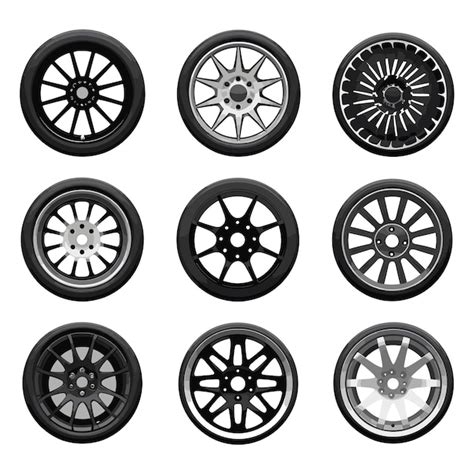 Complete Set Of Car Wheels Vector Illustration Premium AI Generated