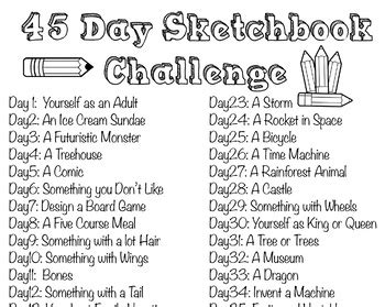 45 Sketchbook Prompts by Christina Kampson | Teachers Pay Teachers