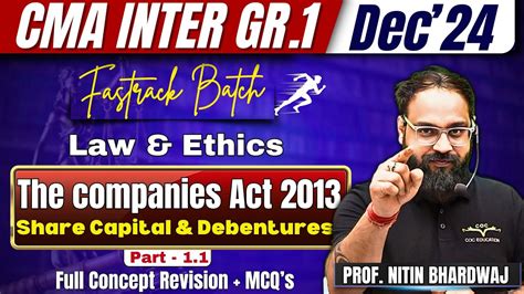 Business Law Ethics Share Capital Debentures CMA Inter Gr 1 Dec