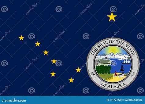 Flag of Alaska, USA stock vector. Illustration of juneau - 141774228