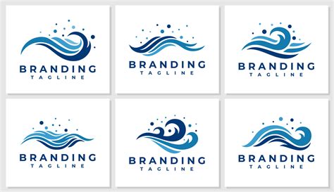 Luxury Abstract Sea Wave Logo Design Bundle Illustrative Ocean Wave