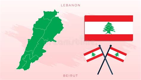 Nationale Kaart Van Libanese Vectorvlag Van Libanon Illustratie Van