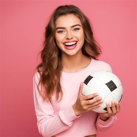 Premium Ai Image Photo Of Excited Sports Fan Girl Holding A Ball