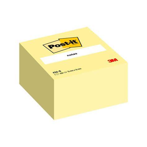 Cubo Notas 76x76x76 Mm Amarillo Post It Notas Adhesivas Y