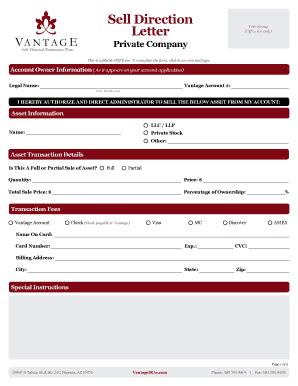 Fillable Online Sell Direction Letter Office Use Only Private Company