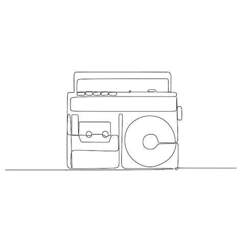 Radio vintage de diseño continuo de dibujo de una línea aislada sobre