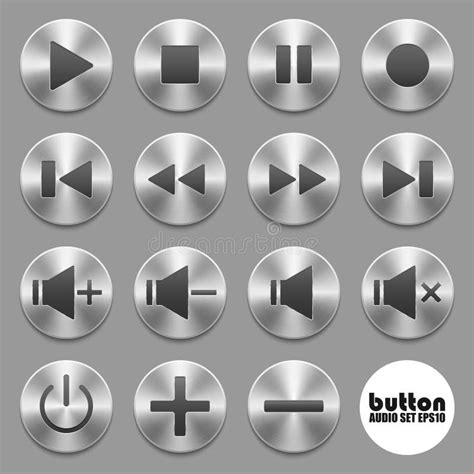 Set Of Audio Buttons Stock Vector Illustration Of Metal 89166285