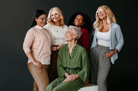 Premium Photo Multiethnic Group Of Confident Mature Women Bonding And