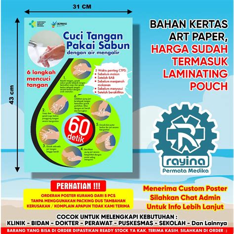 Jual Poster Kesehatan 6 Langkah Cuci Tangan Dengan Sabun Shopee Indonesia