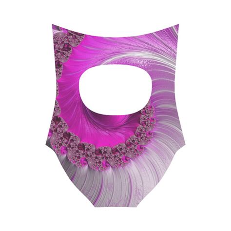Hot Pink Fine Fractal Spiral Strap Swimsuit Model S ID D