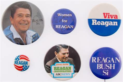 Lot Of 6 Vintage Ronald Reagan Campaign Pins Pristine Auction