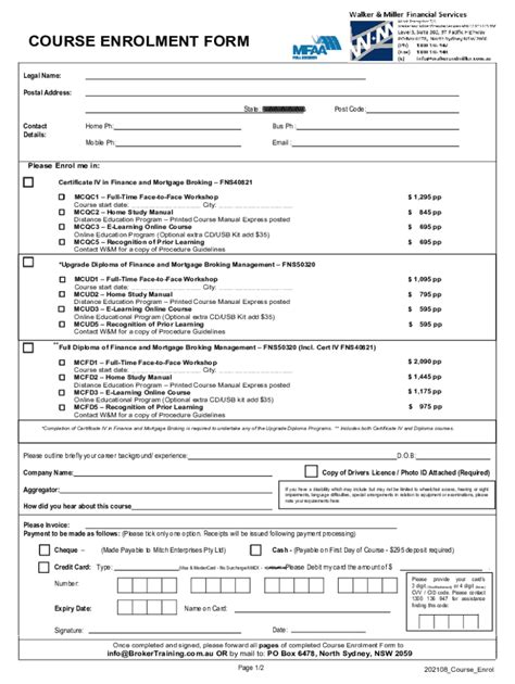 Fillable Online Course Enrolment Form Broker Training Fill Out