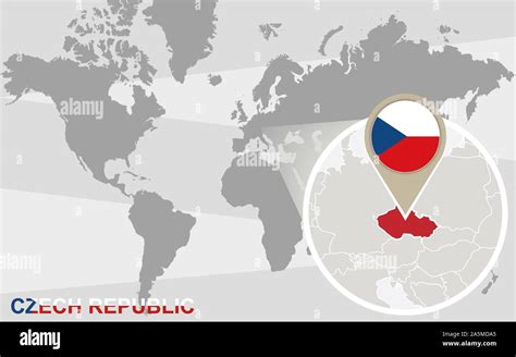 World Map With Magnified Czech Republic Czech Republic Flag And Map