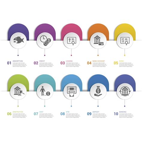 Premium Vector Infographic Banking Template Icons In Different Colors