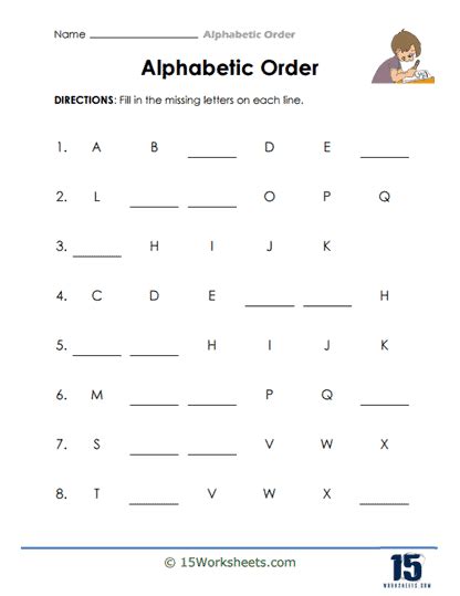 Alphabetic Order Worksheets 15 Worksheets Library