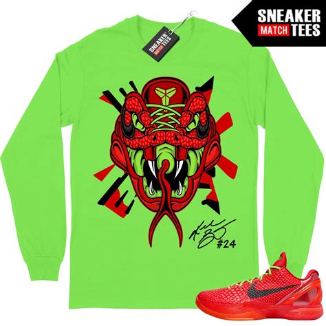 Kobe 6 Protro Reverse Grinch Sneaker Match Long Sleeve Shirt Electric Green Black Mamba 24