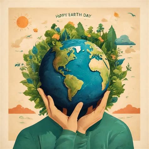 Feliz Dia da Terra Ilustração ecológica vetorial para cartaz social ou