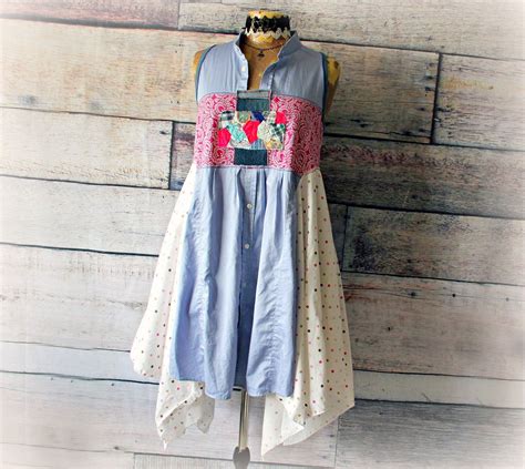 Upcycled Dress Boho Chic Clothes Shabby Womens Style Etsy Upcycled Dress Fashion Clothes