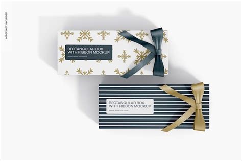 Premium Psd Rectangular Boxes With Ribbon Mockup Top View
