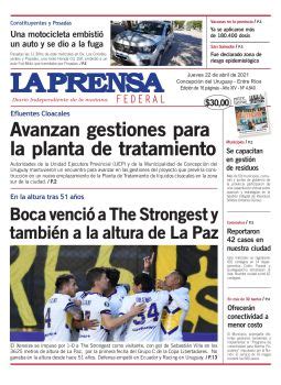 La Prensa Federal Jueves 22 04 21 Año XIV Nº 4840