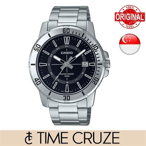 Time Cruze Casio MTP VD01 Diver Style Quartz Stainless Steel Black