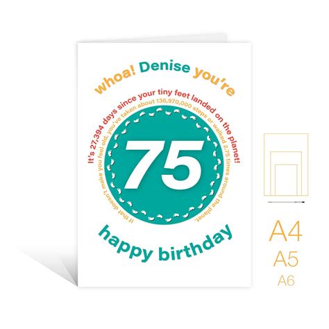 Personalised 75th Birthday Card Funny Statistics 75 Birthday Etsy